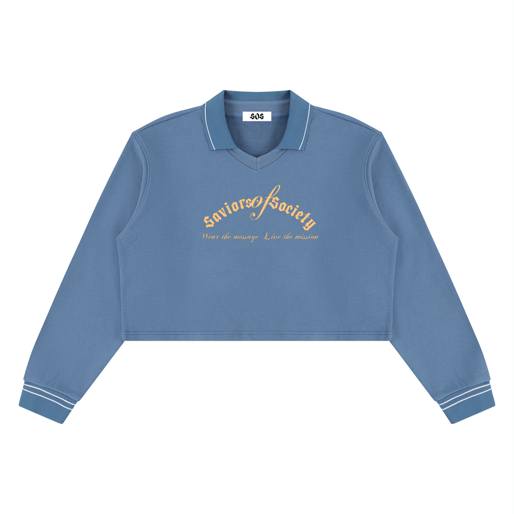 SOS Crop Collared Sweatshirt