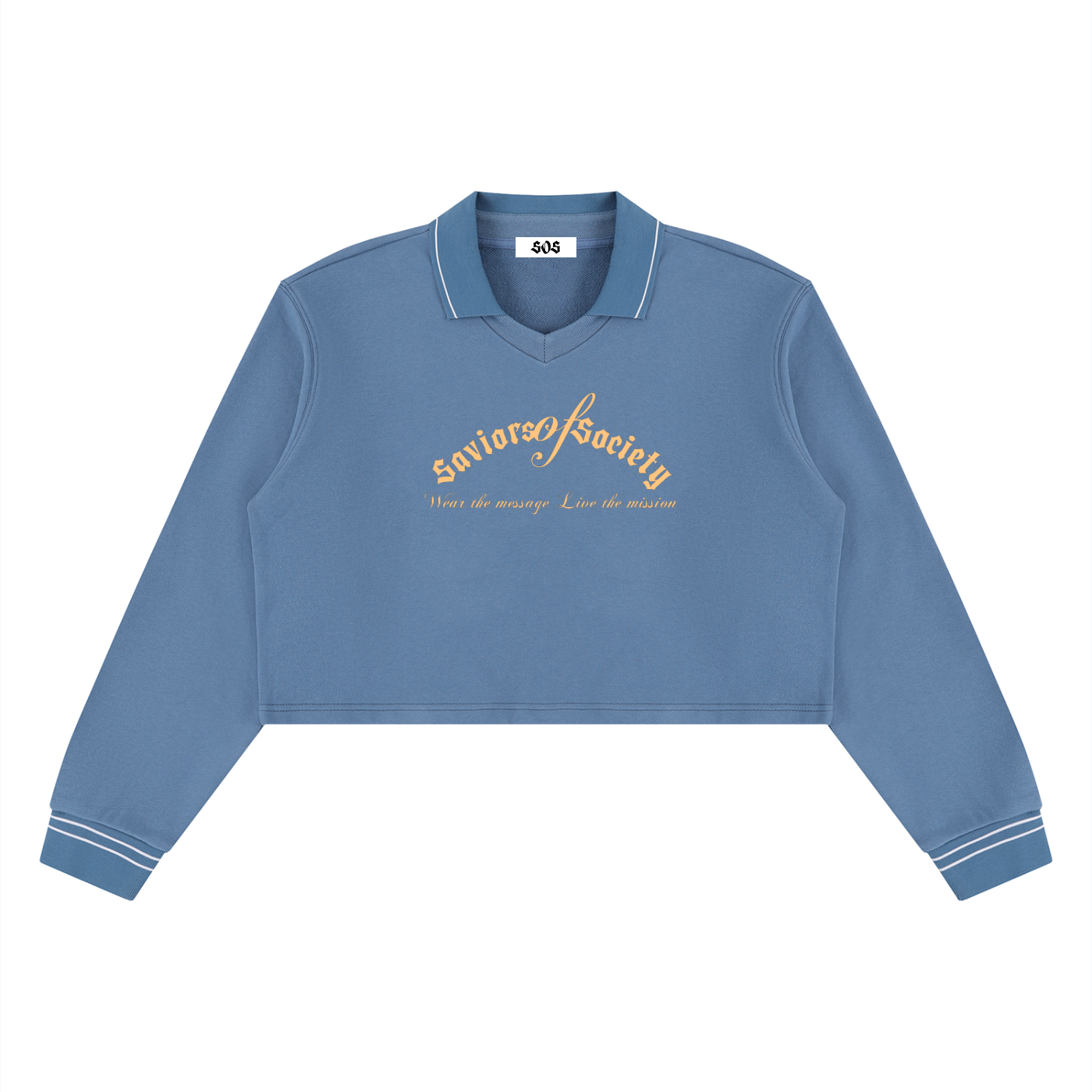 SOS Crop Collared Sweatshirt