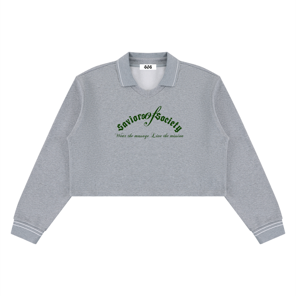 SOS Crop Collared Sweatshirt