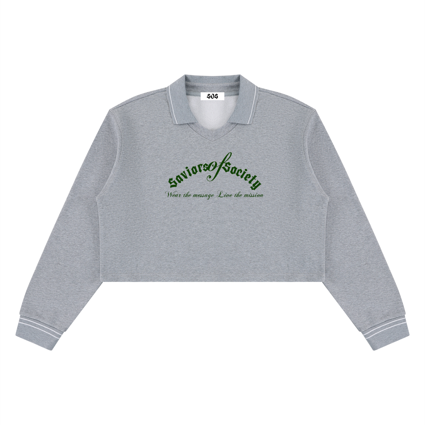 SOS Crop Collared Sweatshirt